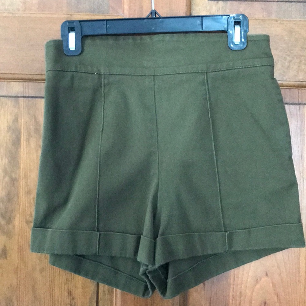 Pin Up Girl Clothing High Waisted Shorts in Olive